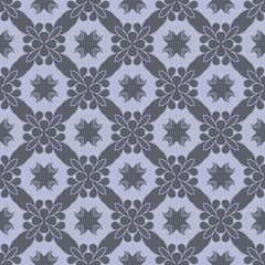 Grey monochrome floral flat pattern