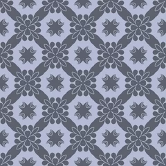 Behang Grey monochrome floral flat pattern © AnaMaria