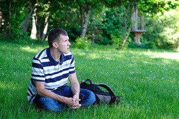 Happy young man. Portrait of young man in casual fashion clothes. 