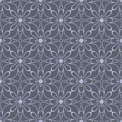 Grey monochrome floral flat pattern
