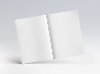 Blank A4 floating magazine Mockup isolated on white background 3D rendering