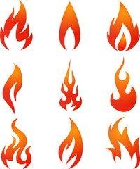 Illustration of Fire icons set