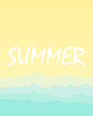 Summer background of sand and sea beach. vector art illustration.