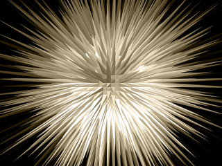 Abstract black and white sepia star burst illustration filling the area.