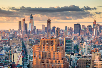 New York, New York, USA midtown Manhattan skyline