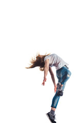 Strong woman doing aerobic
