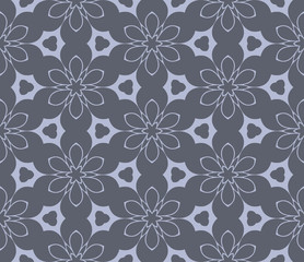 Grey monochrome floral flat pattern