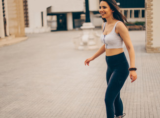 Funny girl roller skating