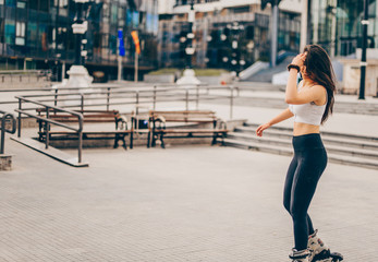 Girl skating on roller skates