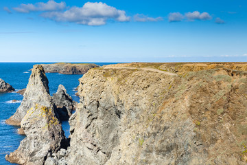 The famous places of the island Belle Ile en Mer, Needles of Port-Coton and the cliffs