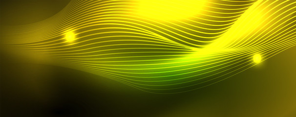 Shiny neon vector wave line abstract background, motion concept