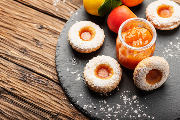 Homemade cookeis with apricot jam