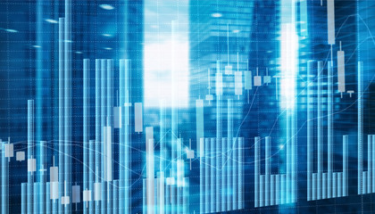 Stock Market Graph and Bar Chart. Abstract blurred universal business background.