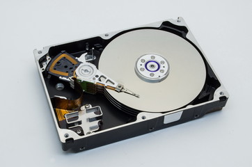 hard disk drive, close-up, isolate, white background