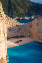 Navagio bay and Ship Wreck beach in summer. The most famous natural landmark of Zakynthos, Greek island