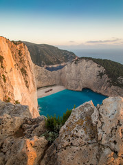 Navagio bay and Ship Wreck beach in summer. The most famous natural landmark of Zakynthos, Greek island