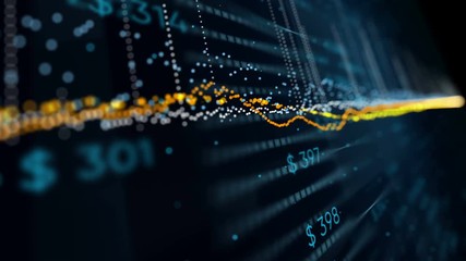 4K financial business chart with diagrams and stock numbers showing profits and losses over time dynamically, a finance animation - Powered by Adobe
