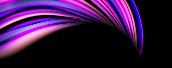 Fluid color waves with light effects, vector abstract background