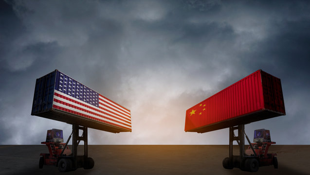 Concept image of USA-China trade war, Economy conflict, US tariffs on exports to China, Trade frictions"