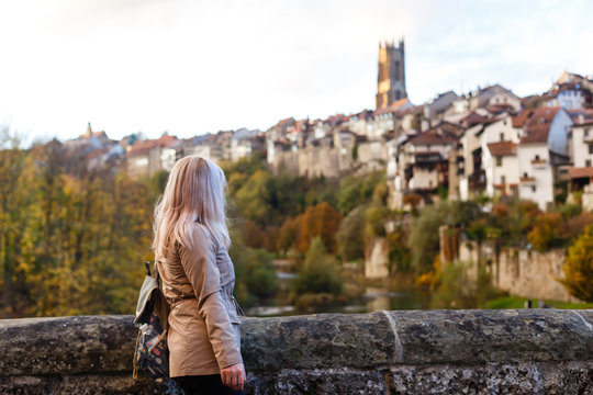 girl in City of Fribourg, Switzerland.