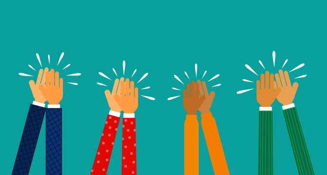 people hands clapping. human applaud hands Isolated on blue background. vector Illustration.