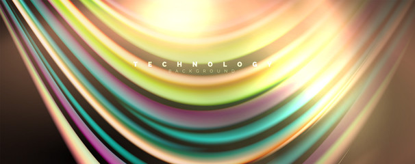 Obraz premium Fluid color rainbow style wave abstract background, techno modern design on black