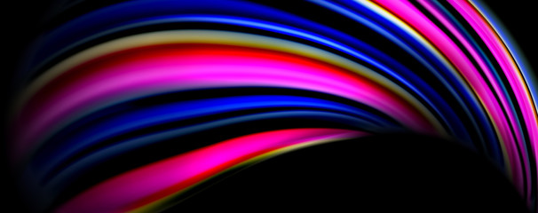 Fluid color waves with light effects, vector abstract background