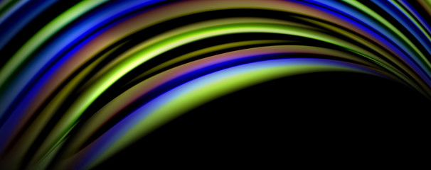 Fluid color waves with light effects, vector abstract background