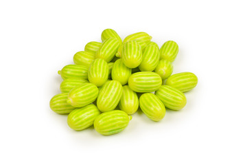 Green chewing gum isolated on white background.