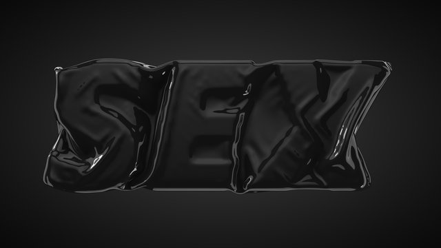 bdsm concept with latex covered text. 3d illustration