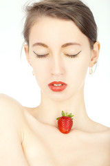 girl with strawberry