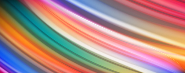 Modern rainbow liquid color flow colorful poster. Wave Liquid shape in black color background. Abstract composition