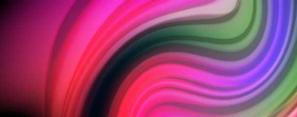Obraz premium Fluid liquid color wave lines, glowing colorful light effect, abstract composition template. Geometric technology abstract pattern. Movement concept
