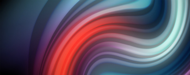 Abstract wave lines fluid rainbow style color stripes on black background. Artistic illustration for presentation, app wallpaper, banner or poster