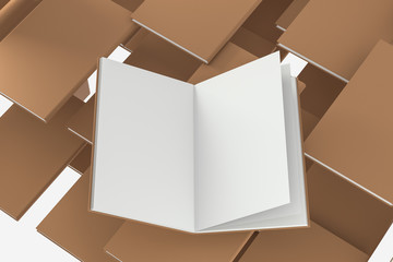 The brown blank opening notebook background, 3d rendering.
