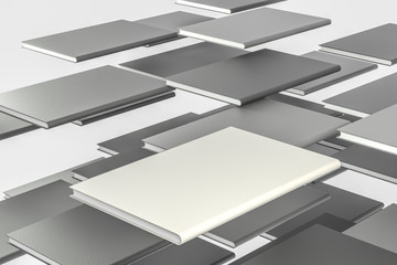The organized hard cover notebooks, 3d rendering.