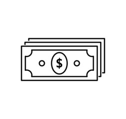bills money. cash icon. finance isolated on white background. vector illustration.