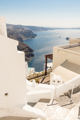 view of Santorini caldera in Greece from the coast