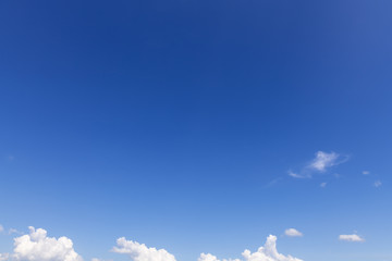 Summer blue sky with soft white clouds background