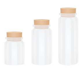 Glass bottles with cork. vector illustration