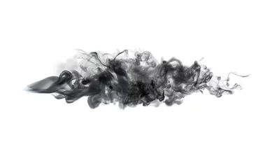 Rolgordijnen witte rook geïsoleerd op zwart © Liliia