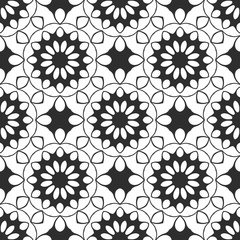 Black and white floral pattern, retro, vintage cover design