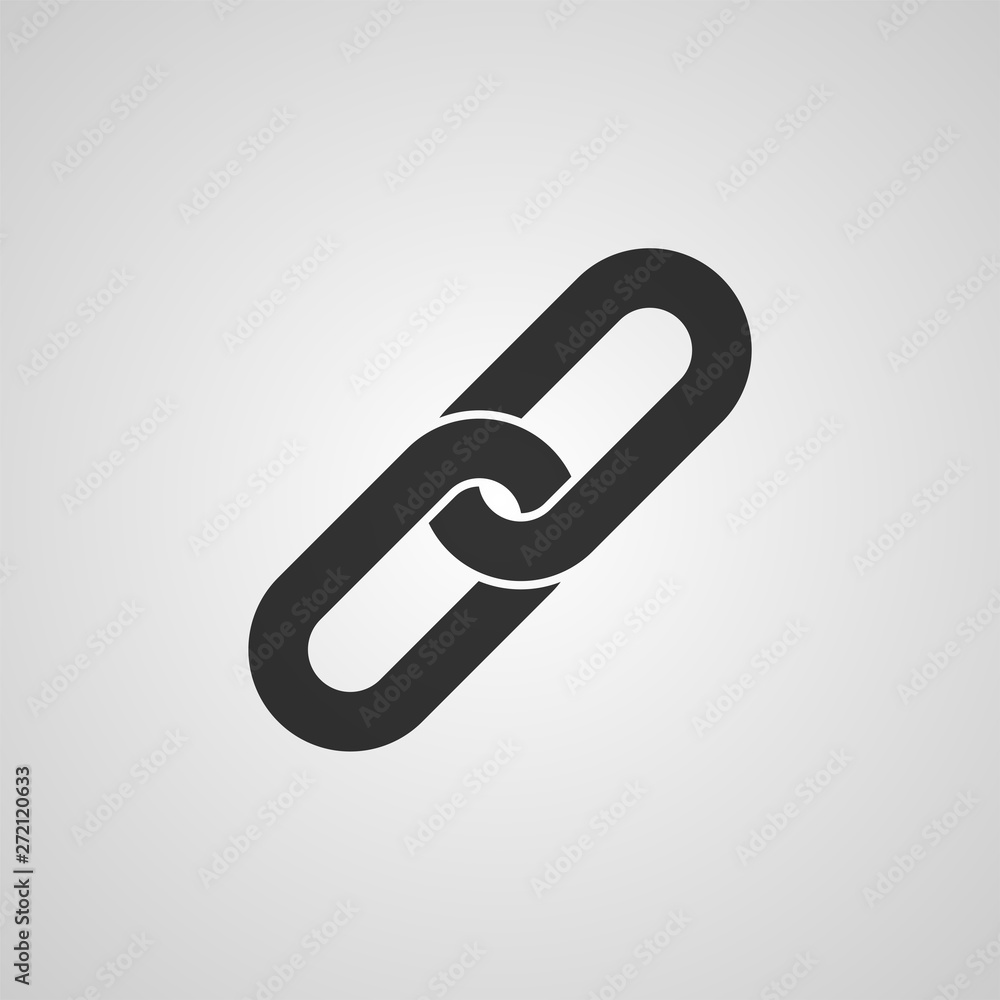 Poster link icon. hyperlink chain symbol. black flat style icon isolated on gray background. vector illustr