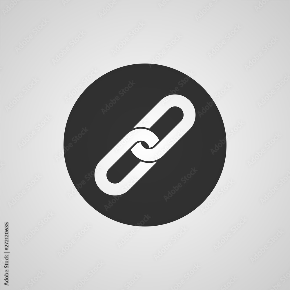 Poster link icon. hyperlink chain symbol. black flat style icon isolated on gray background. vector illustr