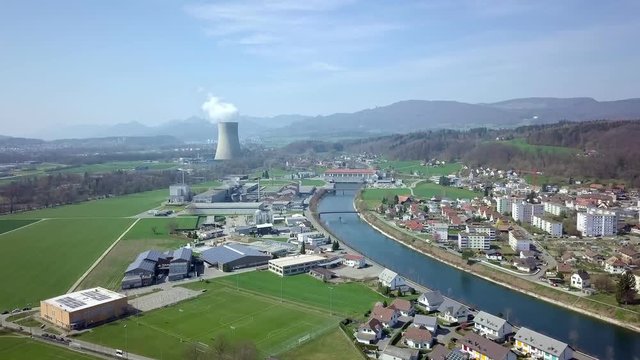 Aerial KKW Goesgen Nuclear Power Station 