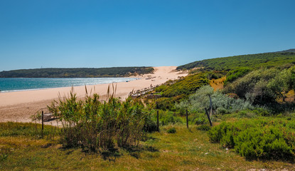 Big dune of the beach of Bolonia, near Tarifa in Cadiz in the south of Spain.