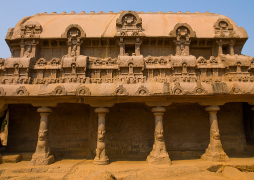 The Rock Cut Monolithic Bhima Ratha Temple, Mahabalipuram, India