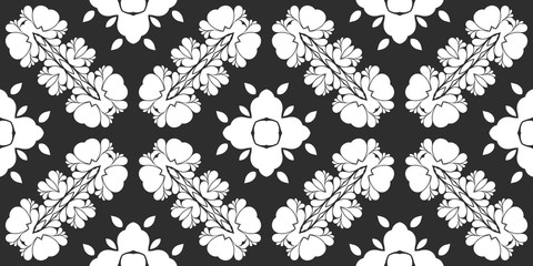 Black and white floral abstract pattern