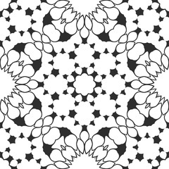 Floral black and white pattern, retro cover design