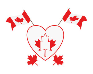 Maple leaf heart and canada symbol design
